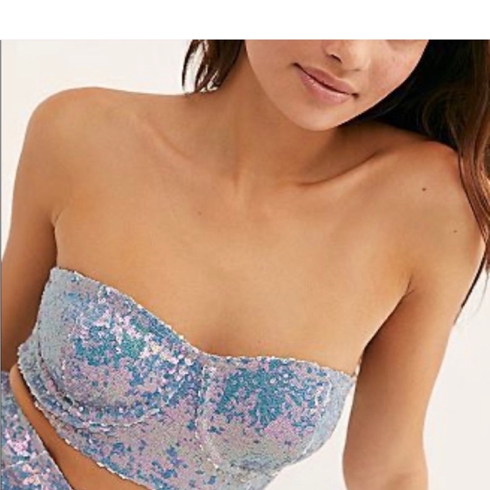 For Love and Lemons bustier cosmo sequin crop top